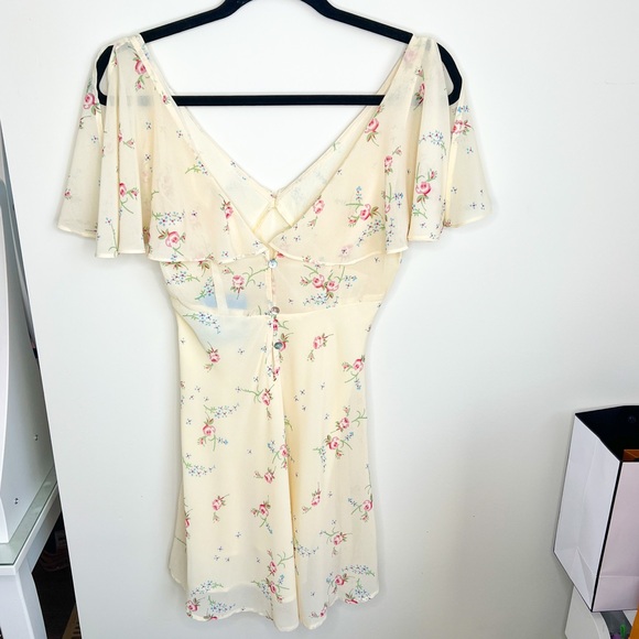 VRG GIRL - Along The Seine Floral Mini dress in Butter - Picture 2 of 8